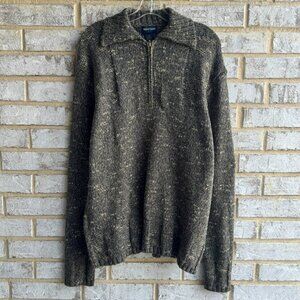 Guess Jeans Vintage Long Sleeve 1/4 Zip Gray Mélange Wool Blend Sweater Size XL